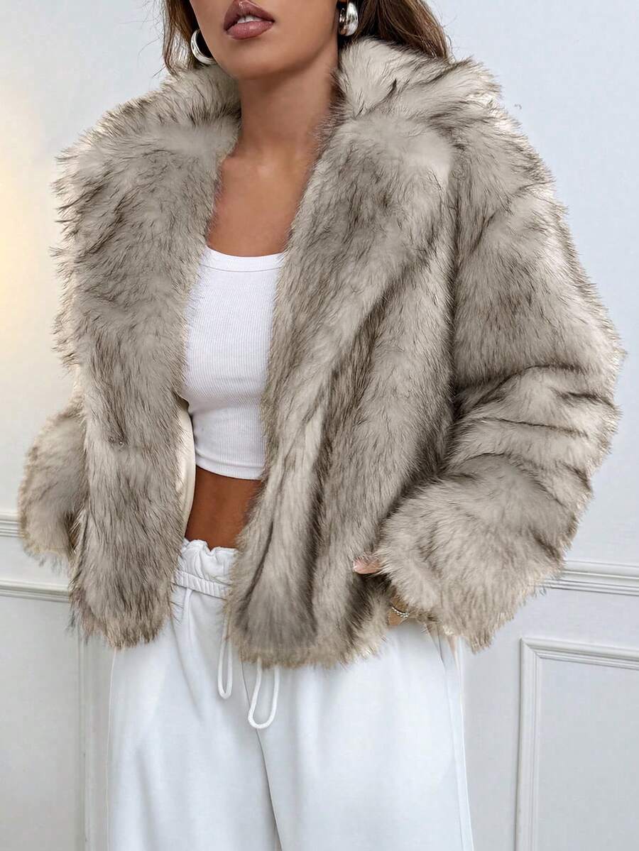 Brenda | Timeless Cropped Fur Coat Wide Collar Jacket