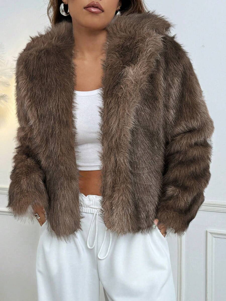 Brenda | Timeless Cropped Fur Coat Wide Collar Jacket