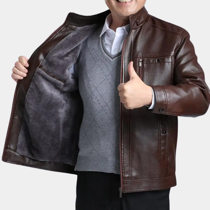 Brian | Stylish Sherpa-Lined Zip Leather Jacket