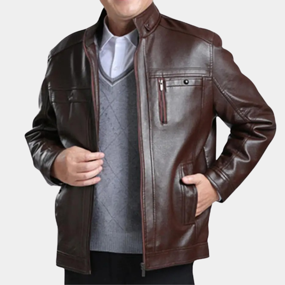 Brian | Stylish Sherpa-Lined Zip Leather Jacket