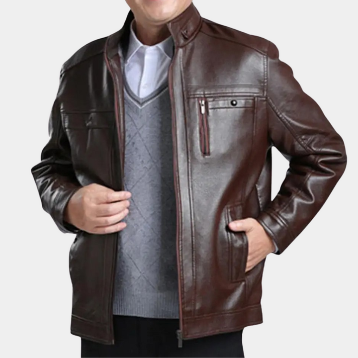 Brian | Stylish Sherpa-Lined Zip Leather Jacket