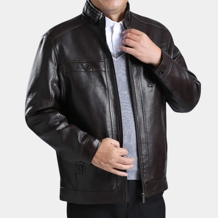 Brian | Stylish Sherpa-Lined Zip Leather Jacket