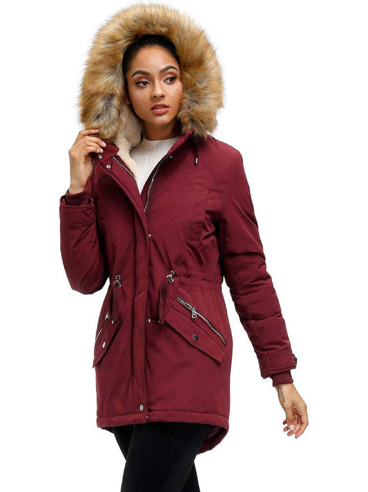 Brittany | Effortless Hooded Faux Fur Trim Winter Parka Coat