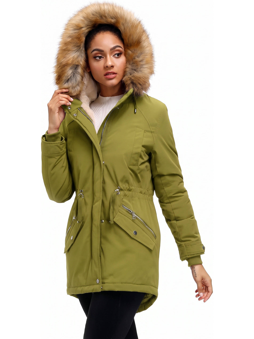 Brittany | Effortless Hooded Faux Fur Trim Winter Parka Coat