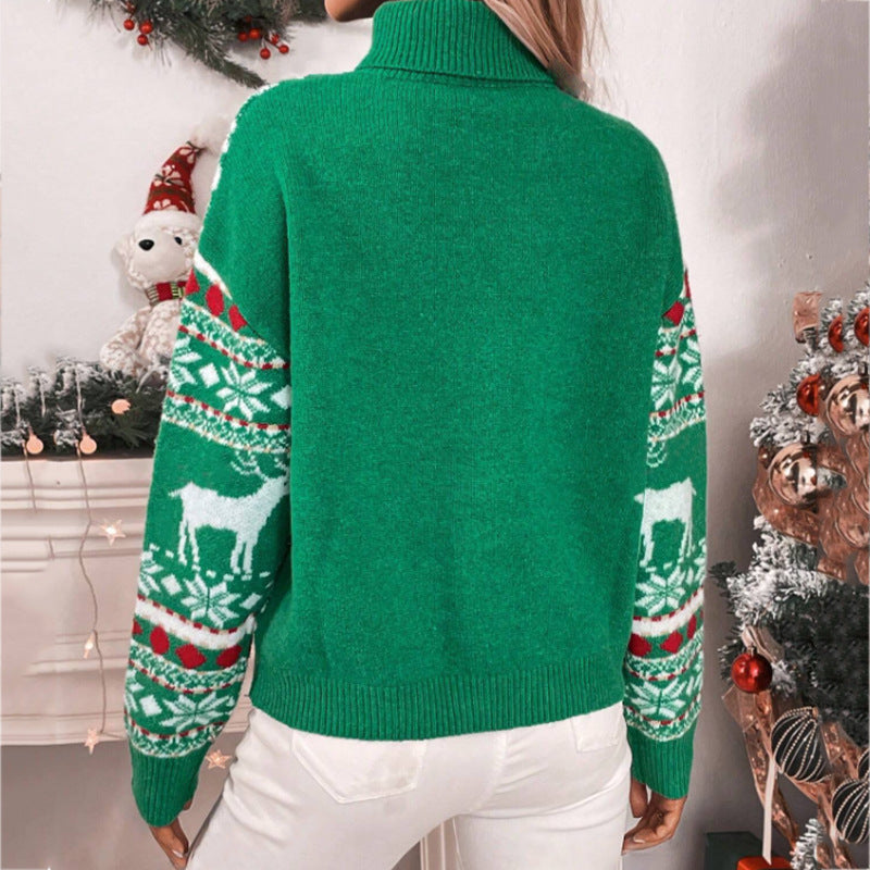 Brittany | Reindeer Turtleneck Christmas Sweater Women