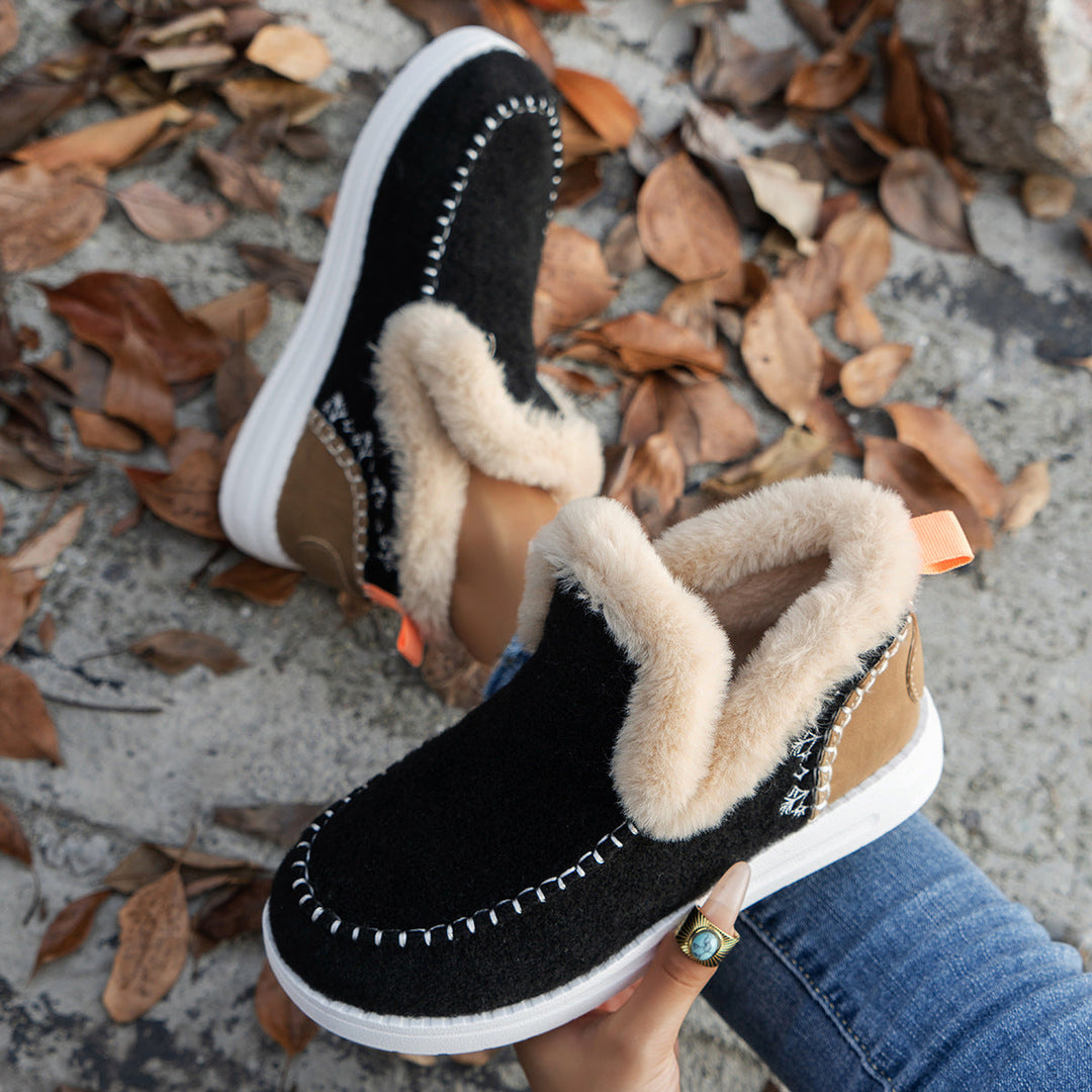 Brittany | Relaxed Faux Fur Collar Moccasin Slippers