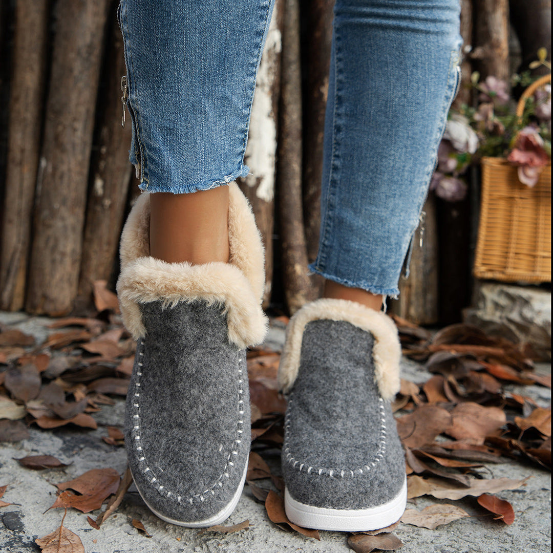 Brittany | Relaxed Faux Fur Collar Moccasin Slippers