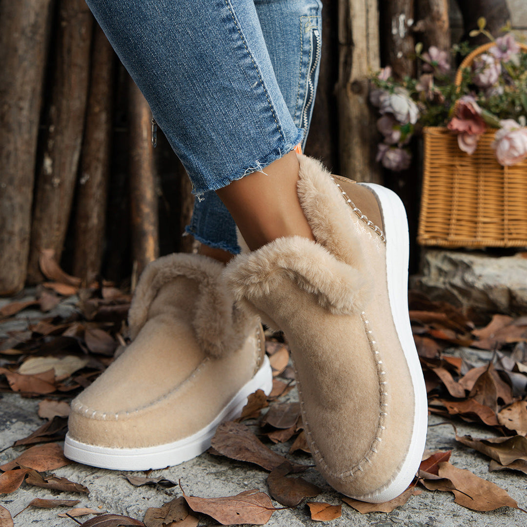Brittany | Relaxed Faux Fur Collar Moccasin Slippers