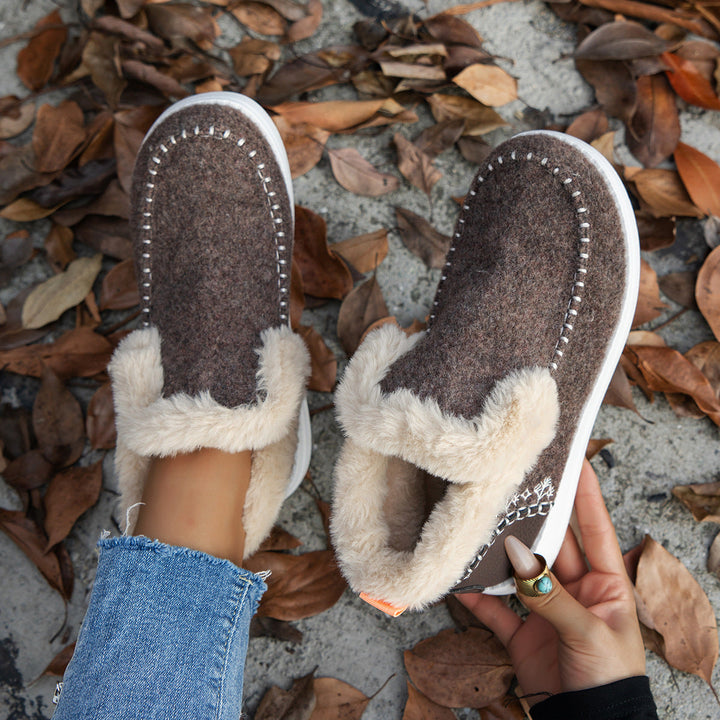 Brittany | Relaxed Faux Fur Collar Moccasin Slippers