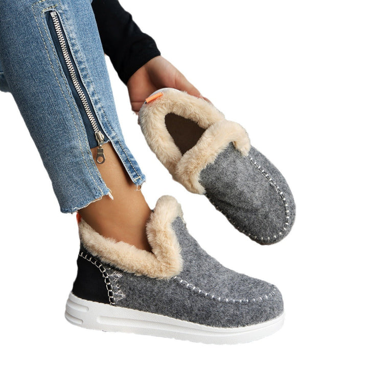 Brittany | Relaxed Faux Fur Collar Moccasin Slippers