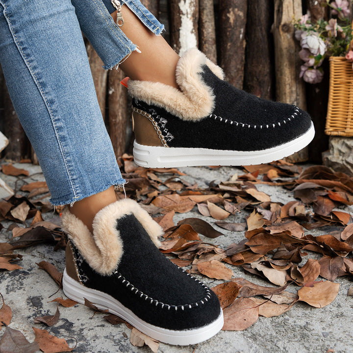 Brittany | Relaxed Faux Fur Collar Moccasin Slippers
