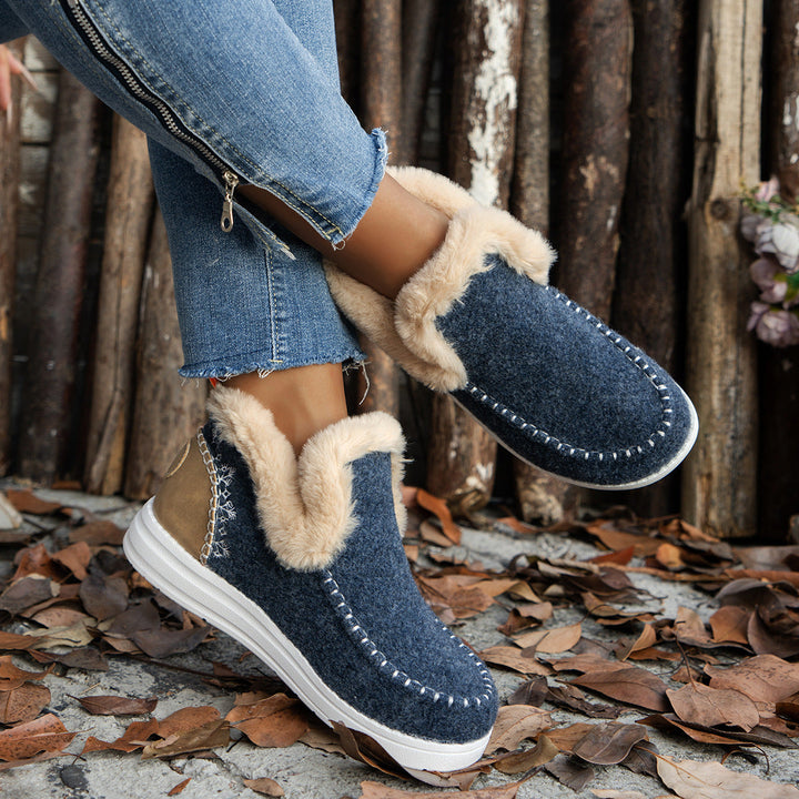 Brittany | Relaxed Faux Fur Collar Moccasin Slippers