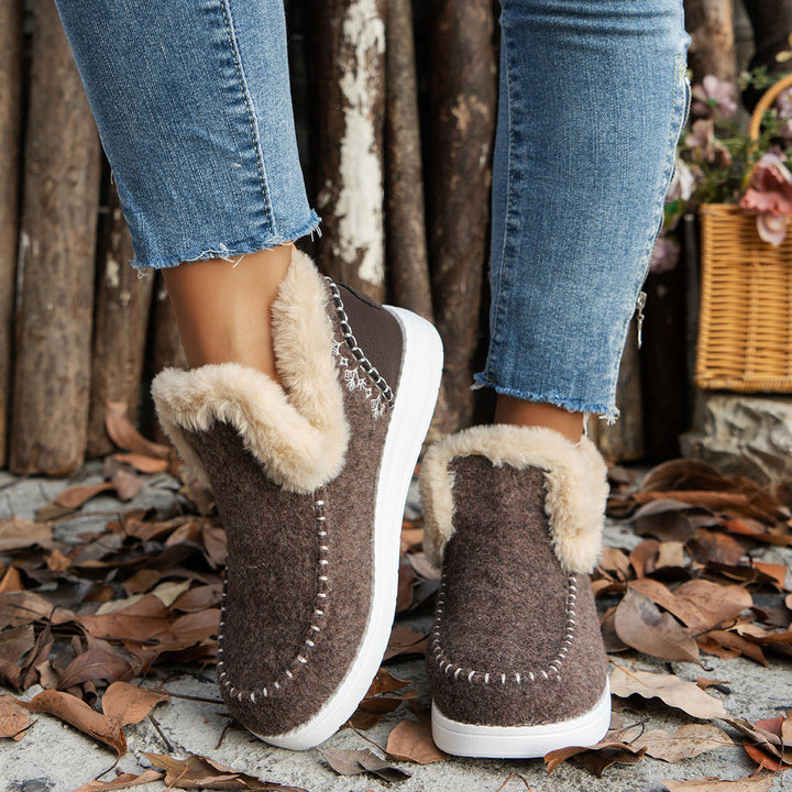 Brittany | Relaxed Faux Fur Collar Moccasin Slippers