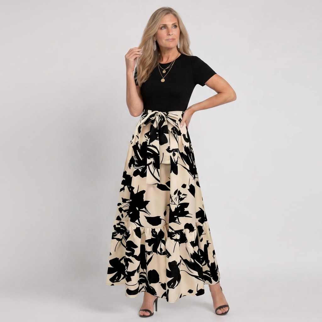 Brittany | Stylish Floral Print A-Line Holiday Dress