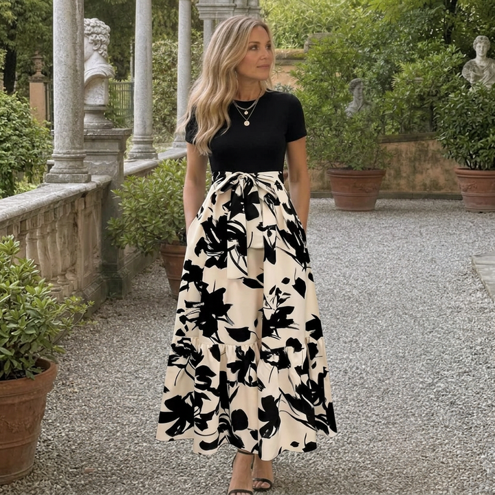 Brittany | Stylish Floral Print A-Line Holiday Dress