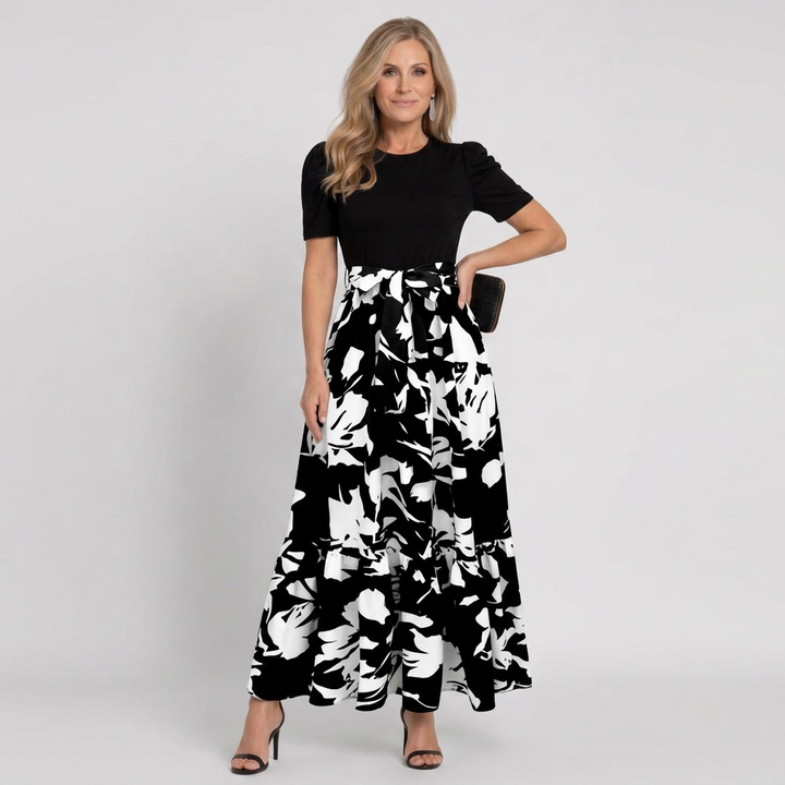 Brittany | Stylish Floral Print A-Line Holiday Dress