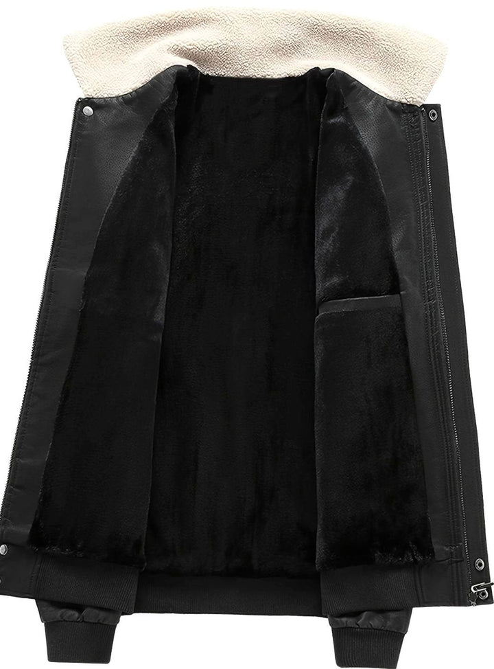 Caleb | Aviator Bomber Leather Jacket with Patches
