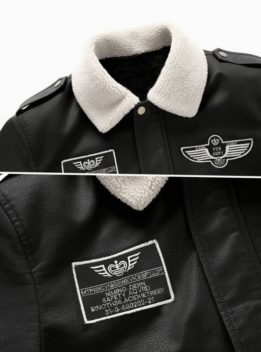 Caleb | Aviator Bomber Leather Jacket with Patches