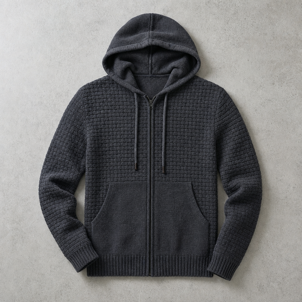 Cameron | Full Zip Waffle Knit Mens Hoodies