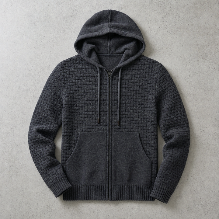 Cameron | Full Zip Waffle Knit Mens Hoodies