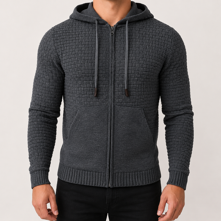Cameron | Full Zip Waffle Knit Mens Hoodies