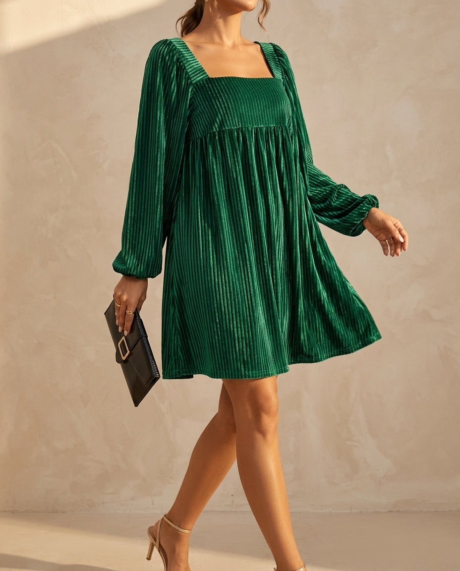 Carol | Classic Pleated Velvet Christmas Dress