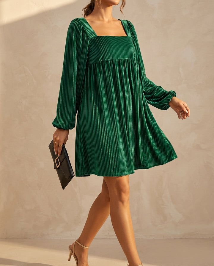 Carol | Classic Pleated Velvet Christmas Dress