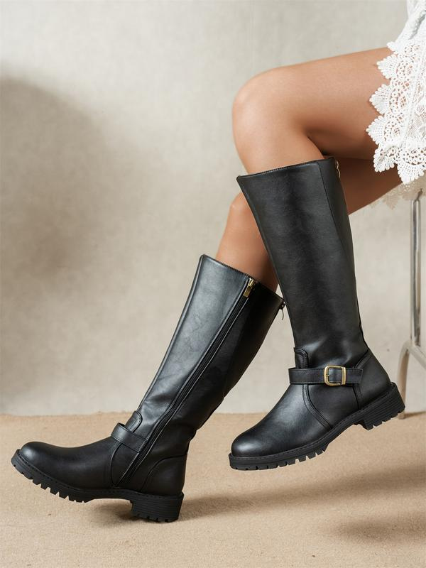 Carol | Cozy Riding Buckle Knee High Boots
