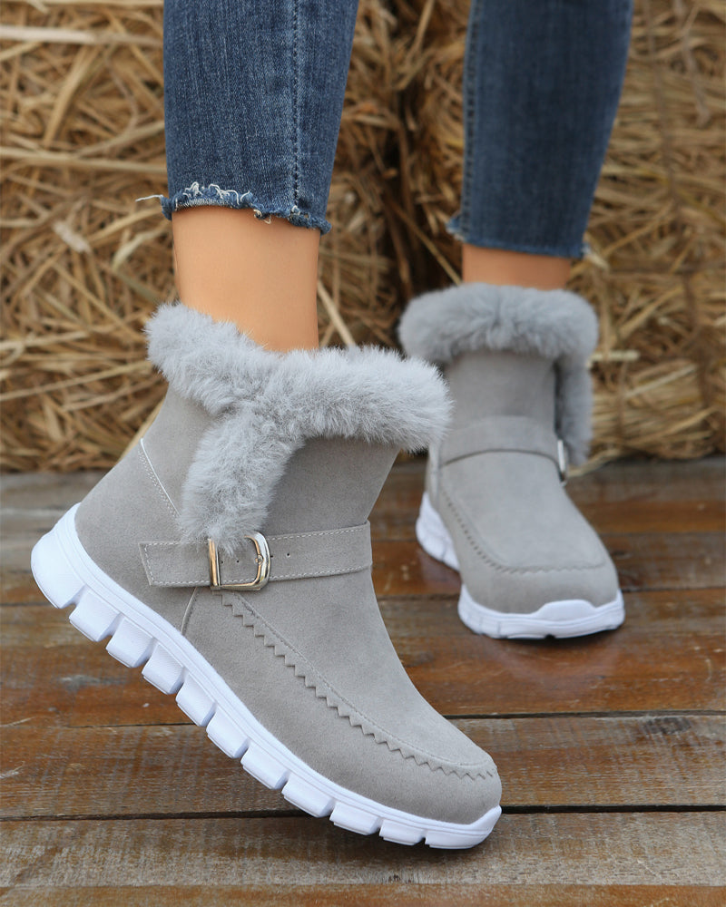 Carol | Relaxed Faux Fur Trim Winter Boots Women Ankle Snow Boots