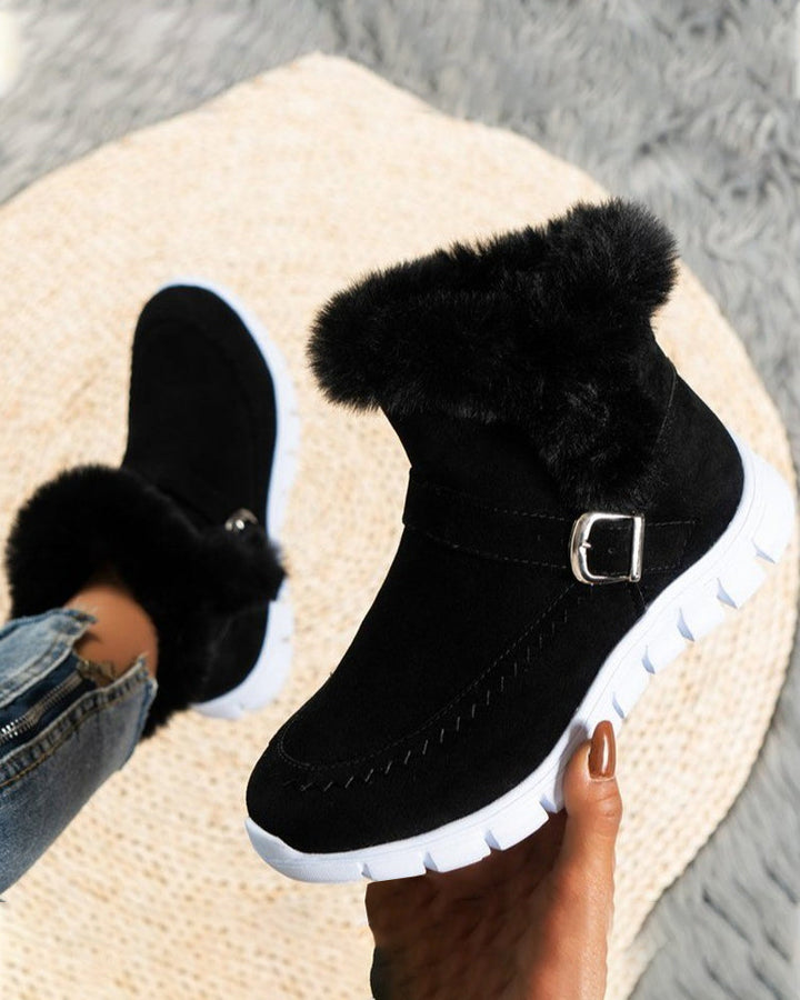 Carol | Relaxed Faux Fur Trim Winter Boots Women Ankle Snow Boots