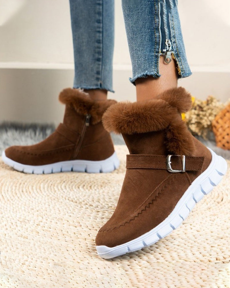 Carol | Relaxed Faux Fur Trim Winter Boots Women Ankle Snow Boots