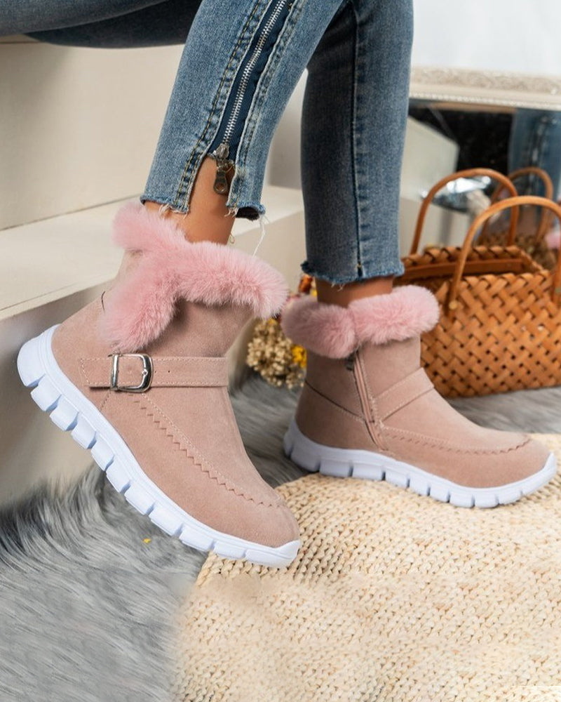 Carol | Relaxed Faux Fur Trim Winter Boots Women Ankle Snow Boots
