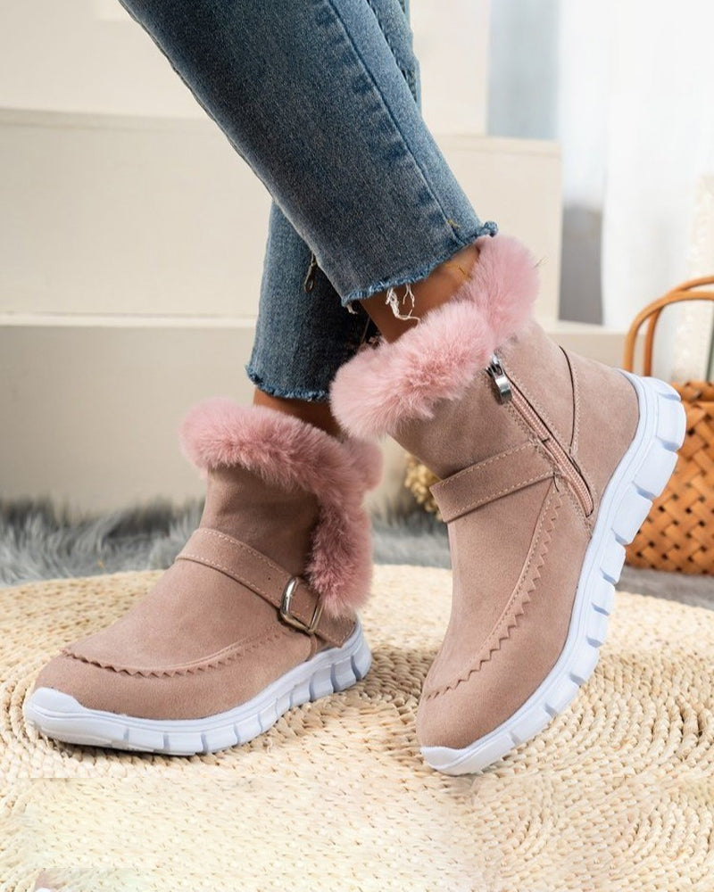 Carol | Relaxed Faux Fur Trim Winter Boots Women Ankle Snow Boots