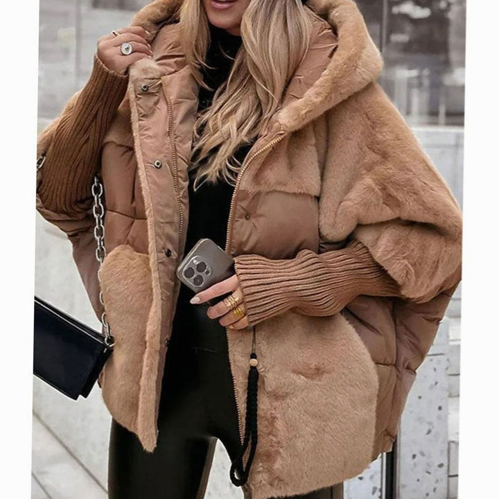 Carol | Relaxed Oversized Hooded Fur Coat with Quilted Puffer Style