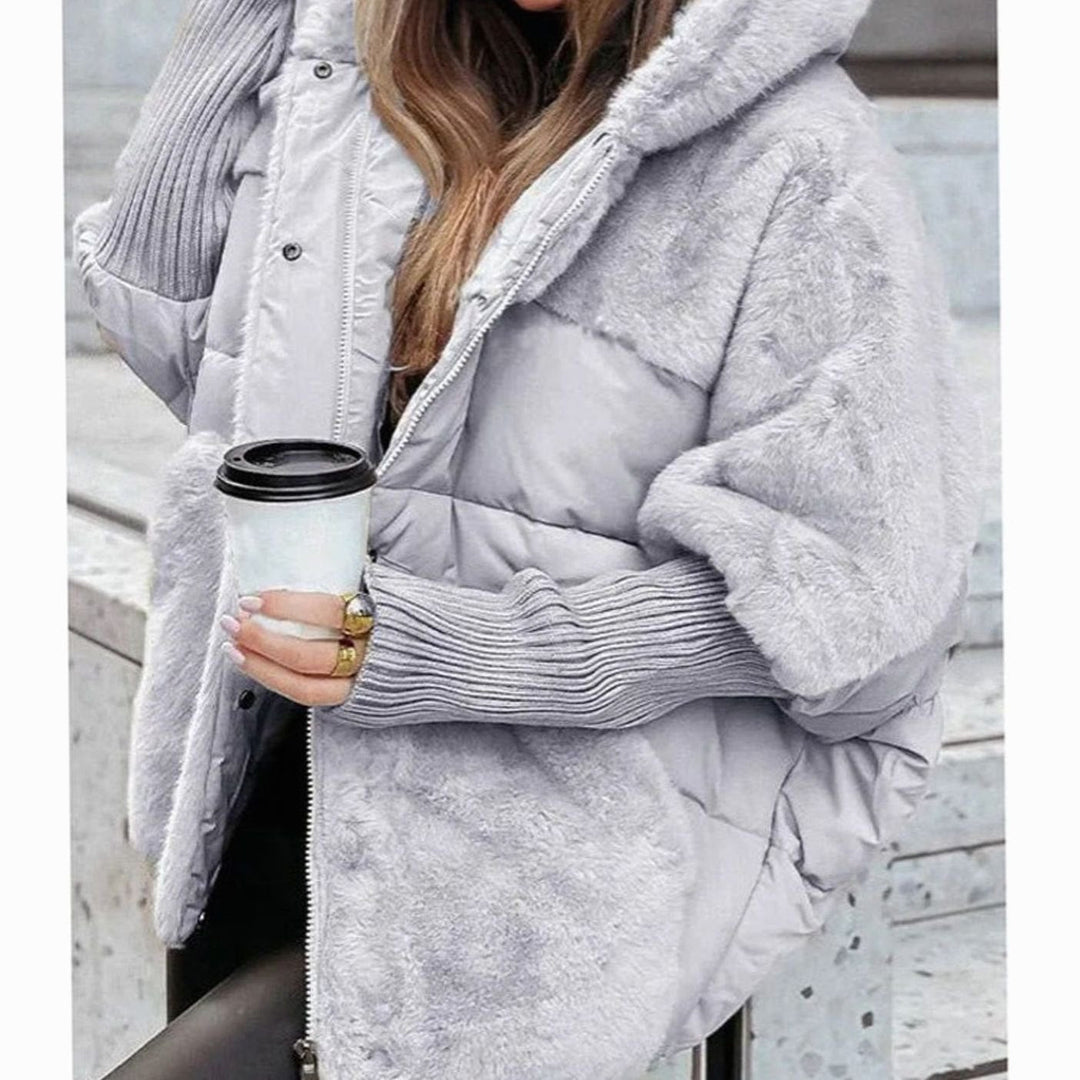 Carol | Relaxed Oversized Hooded Fur Coat with Quilted Puffer Style