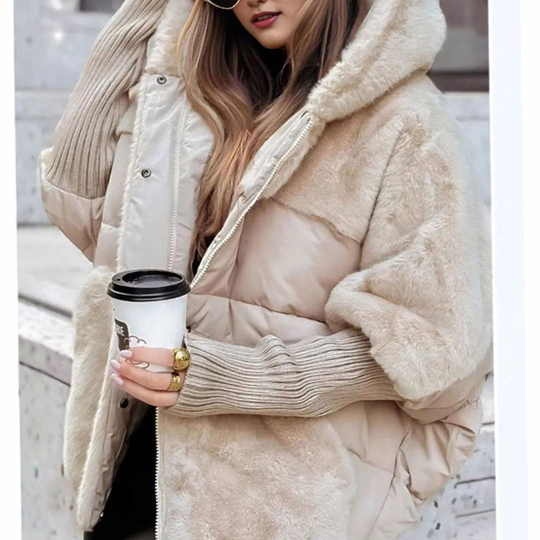 Carol | Relaxed Oversized Hooded Fur Coat with Quilted Puffer Style