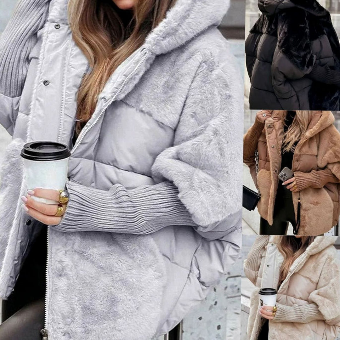 Carol | Relaxed Oversized Hooded Fur Coat with Quilted Puffer Style