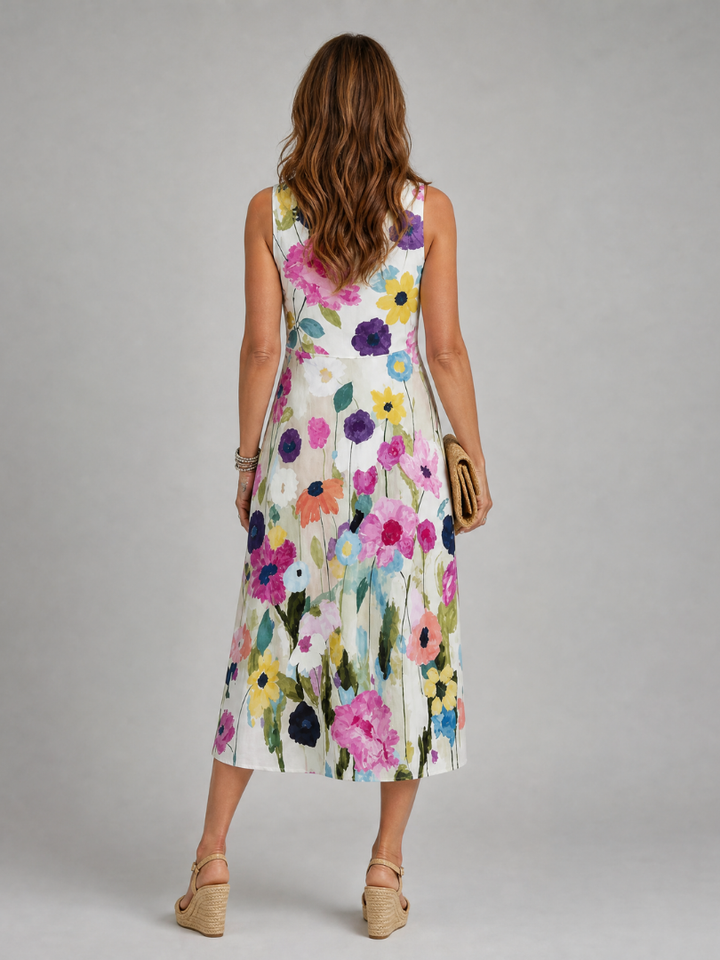 Carolyn | Relaxed Floral Print Holiday Midi Dress