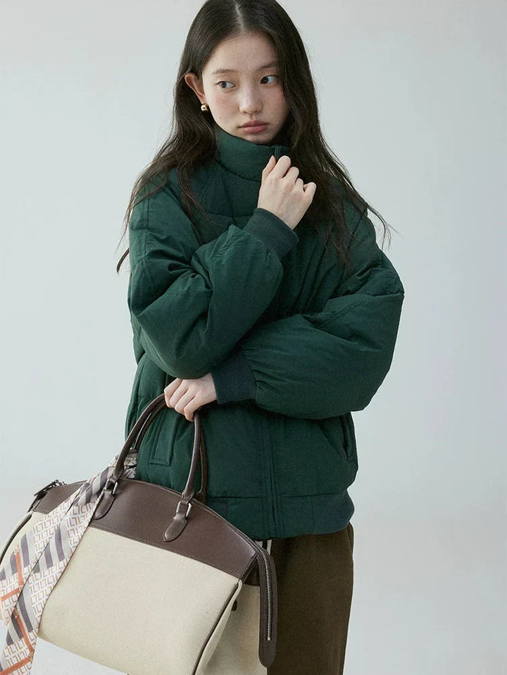 Catherine | Elegant Oversized Stand Collar Puffer Jacket