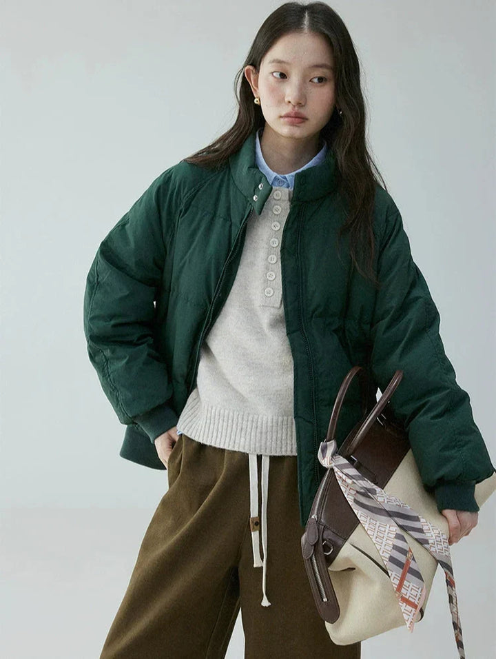 Catherine | Elegant Oversized Stand Collar Puffer Jacket