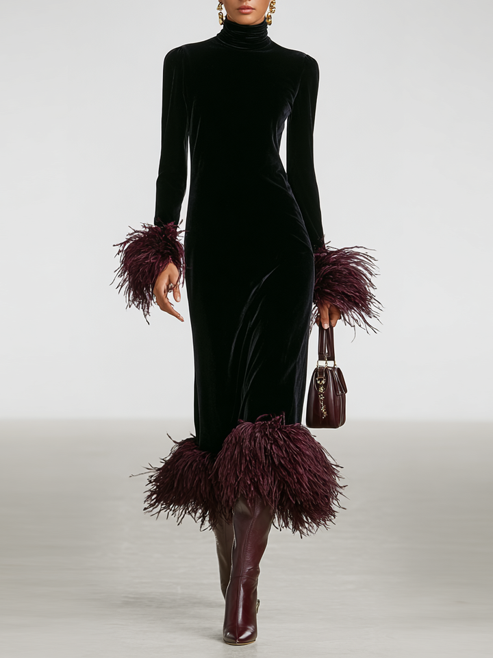 Catherine | Elegant Turtleneck Long Sleeve Christmas Dress