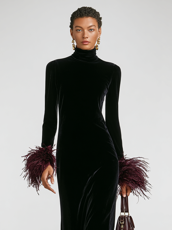 Catherine | Elegant Turtleneck Long Sleeve Christmas Dress