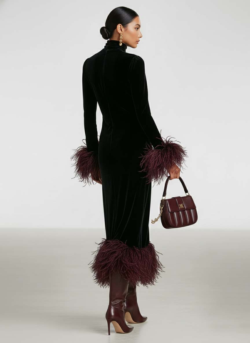Catherine | Elegant Turtleneck Long Sleeve Christmas Dress