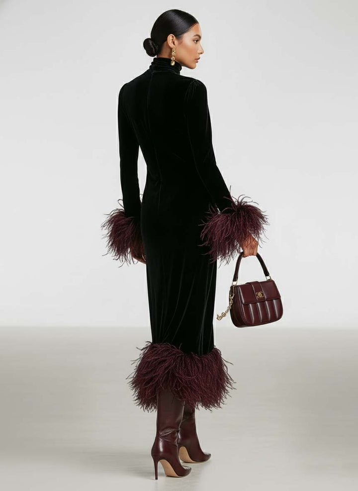 Catherine | Elegant Turtleneck Long Sleeve Christmas Dress