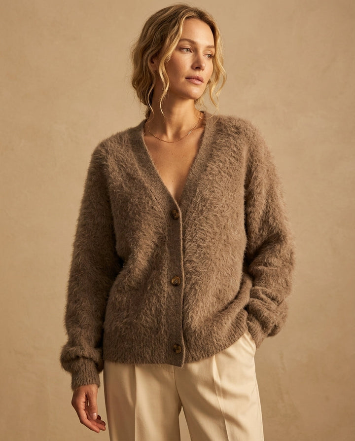 Catherine | Refined Fuzzy Knit Christmas Sweater Cardigan