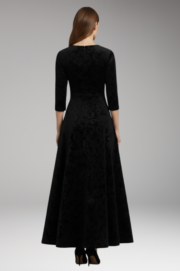 Charlotte | Timeless Floral V-Neck Maxi Christmas Dress