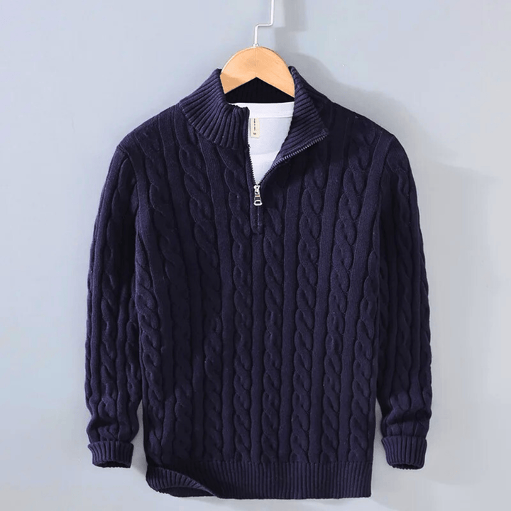 Christian | Refined Quarter-Zip Chunky Cable Knit Sweater