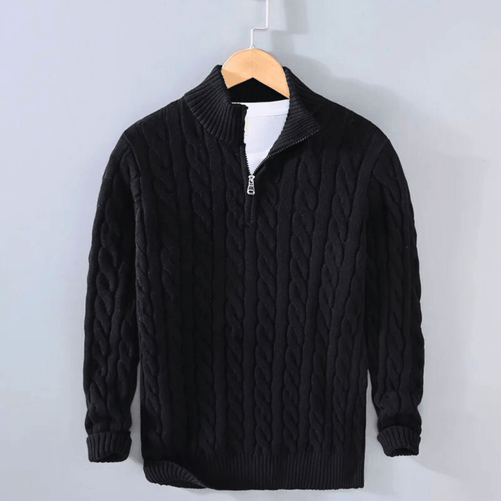 Christian | Refined Quarter-Zip Chunky Cable Knit Sweater