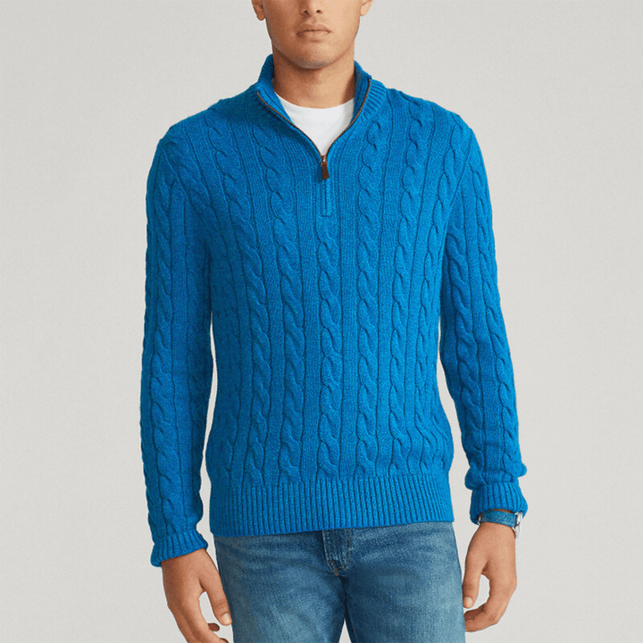 Christian | Refined Quarter-Zip Chunky Cable Knit Sweater