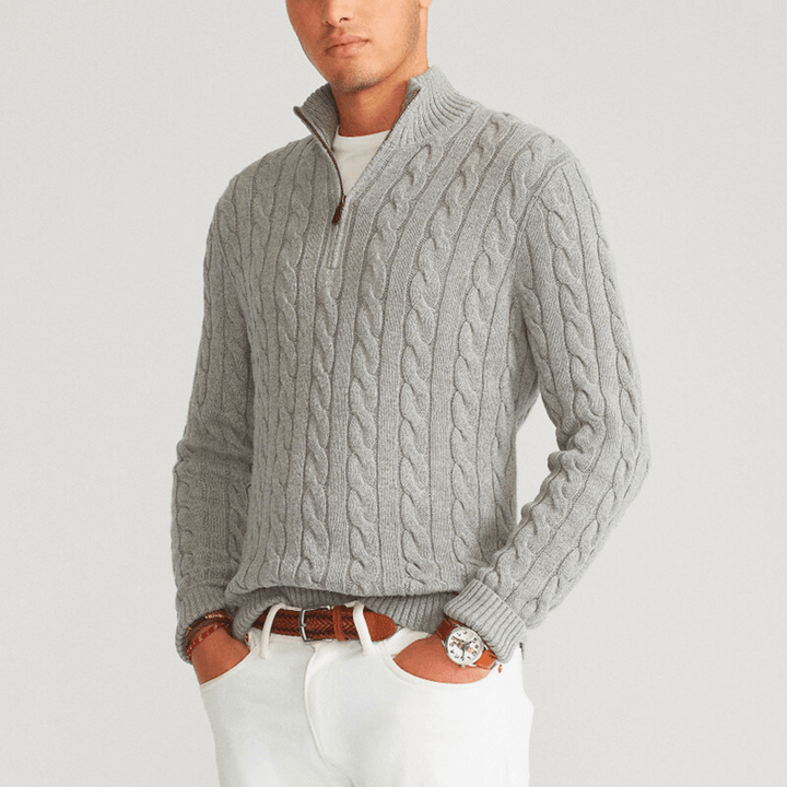 Christian | Refined Quarter-Zip Chunky Cable Knit Sweater